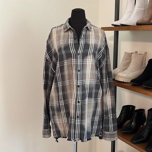 Forever 21 Mens Distressed Flannel Shirt | Size S